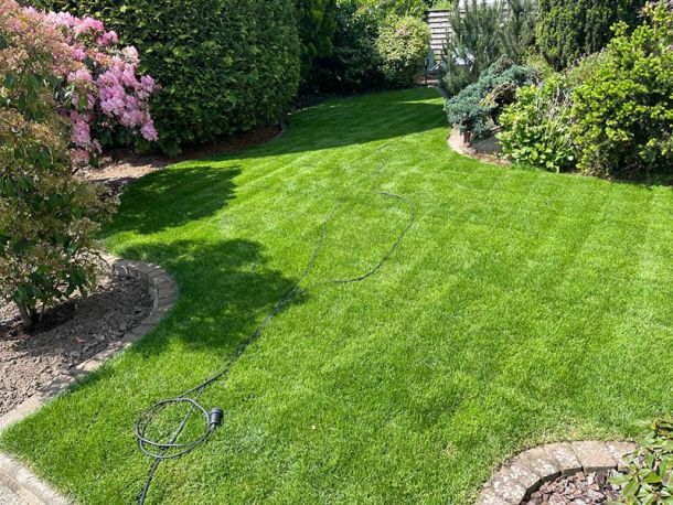 Perfekt verlegter Rollrasen durch die Rollrasen-Profis