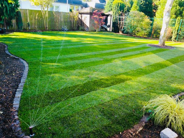 Perfekt verlegter Rollrasen durch die Rollrasen-Profis